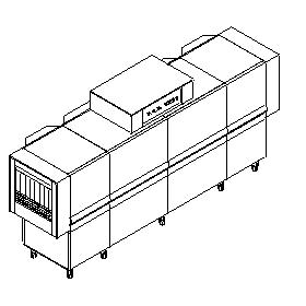 Matic59 típusú, ipari- nagykonyhai alagút rendszerű folyamatos üzemű mosogatógép