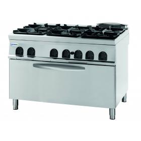 PFXG12GGE9 típusú ipari, nagykonyhai, Gázos 900-as tűzhely gázos statikus sütő elektromos grill