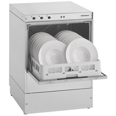 E50 DD DR PS 230V Omniwash ipari nagykonyhai tányérmosogató gép, perszitaltikus mosogatószer- és öblítőszer adagolóval szennyvíz ürítő szivattyúval, pult alatti kivitel, RAKTÁRON